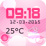 Pink Clock And Weather Widget icon