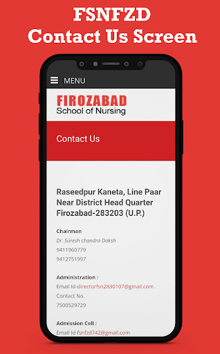 Android application Firozabad School of Nursing screenshort