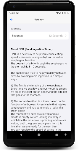 FINT - Food Ingestion Timer Screen 3