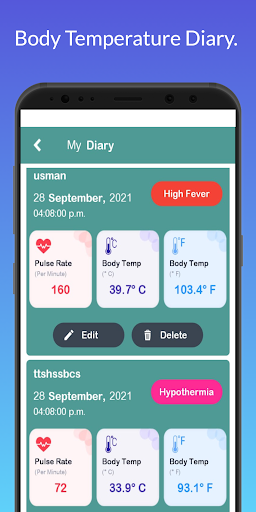 Android application Thermometer For Fever Diary screenshort