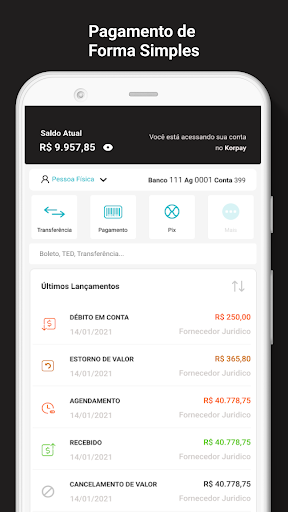 Android application Korpay Bank screenshort