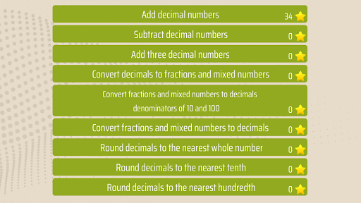 Android application Decimals 4th grade Math skills screenshort