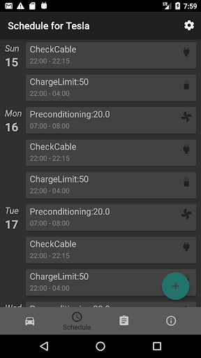 Android application Schedule for Tesla screenshort