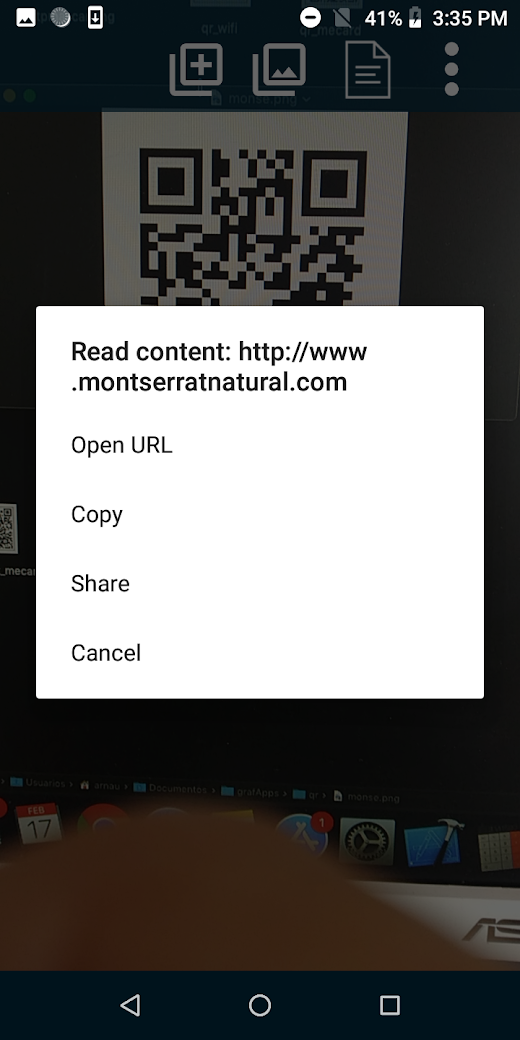 Android application QR Reader screenshot