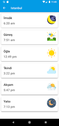 Android application Namaz Vakitleri Türkiye screenshort