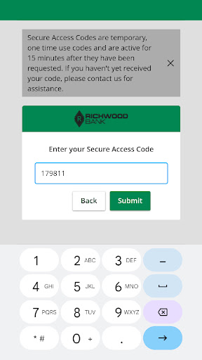 Richwood Bank Mobile Banking Screen 3
