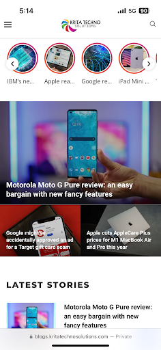 Android application Krita Blogs screenshort
