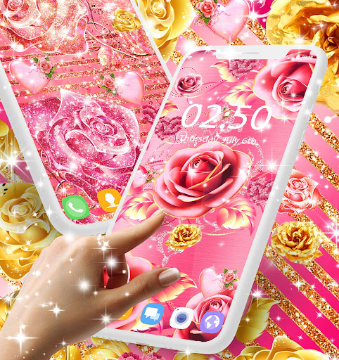 Android application Pink rose gold live wallpaper screenshort