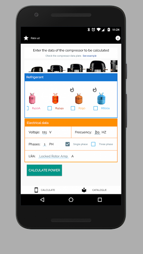 Android application Hermetic compressor power screenshort