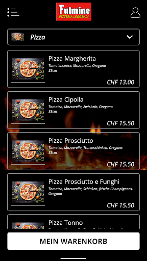 Android application Pizzeria Alfa Fulmine screenshort