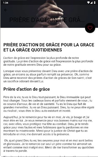 La prière daction de grâce