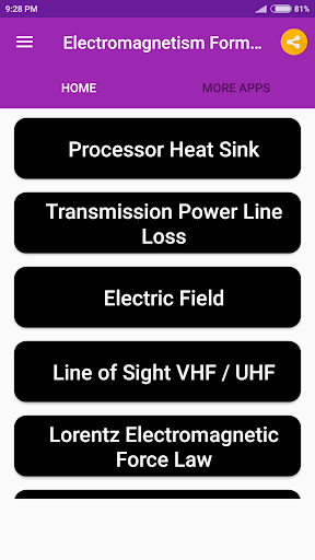 Electromagnetism Formulas