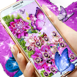 Luxury Purple Butterfly Diamond Flower Theme icon