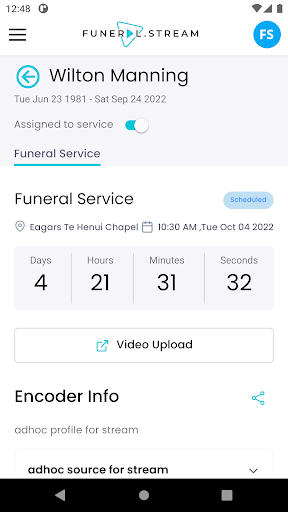 Funeral Stream Screen 2