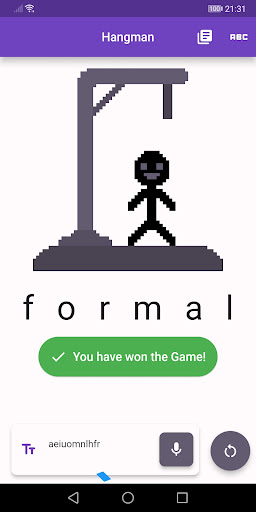Android application Hangman screenshort