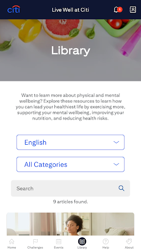 Screenshot of Live Well at Citi