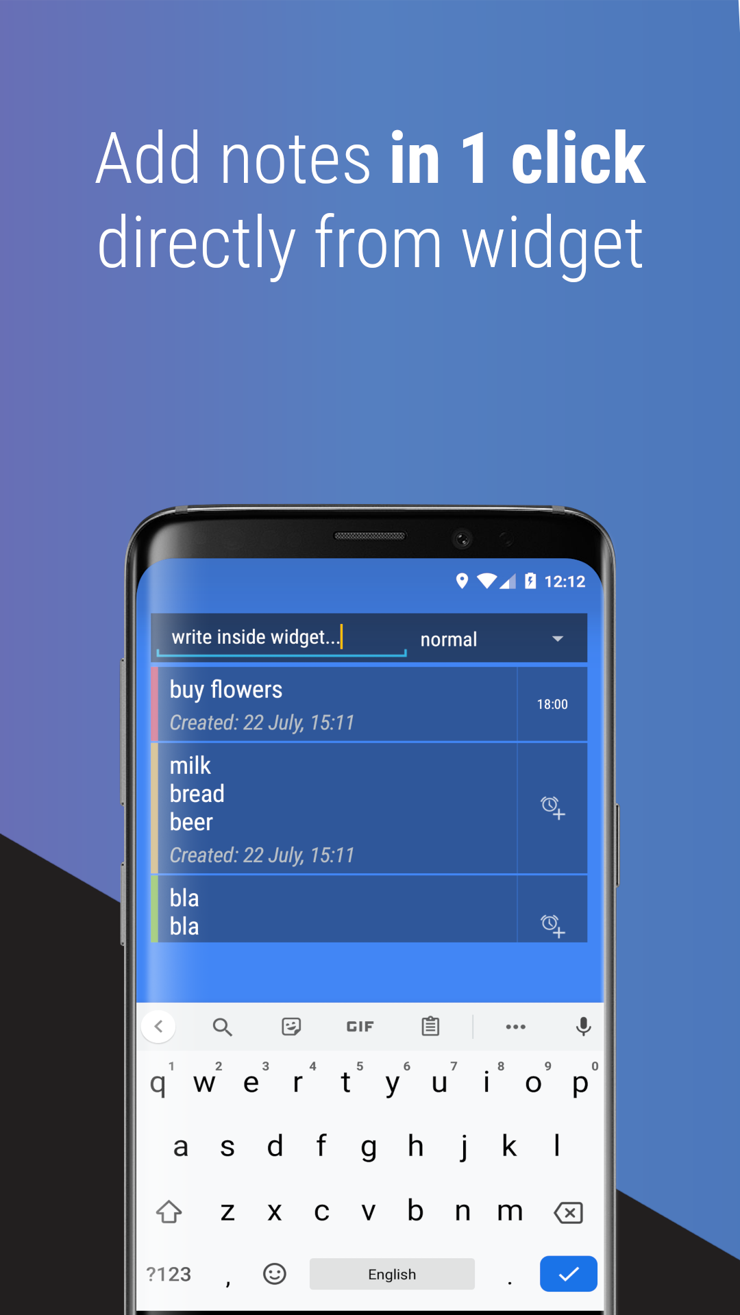 Android application Notes Widget Reminder KEY screenshort