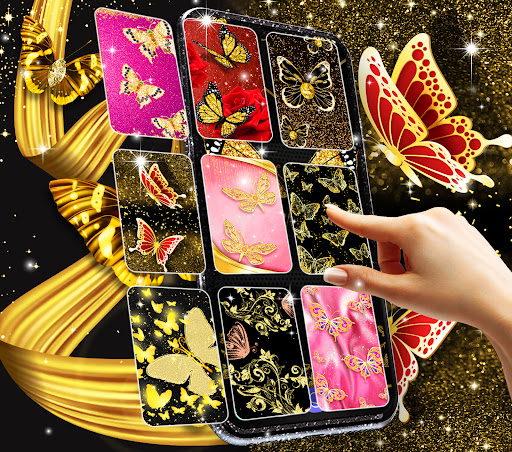Android application Gold butterfly live wallpaper screenshort