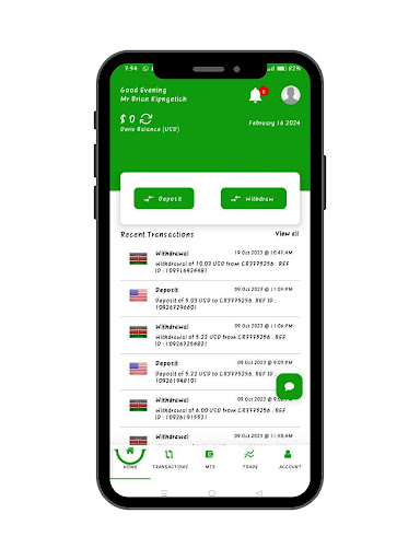Android application Deriv Mpesa screenshort