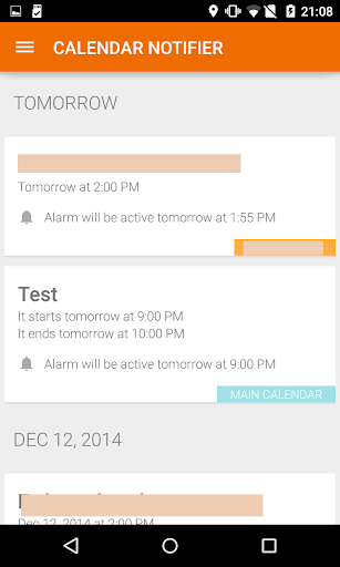 Events Notifier for Calendar Screen 2