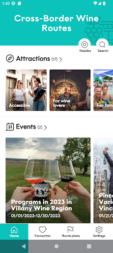 Android application Cross-Border Wine Routes screenshort
