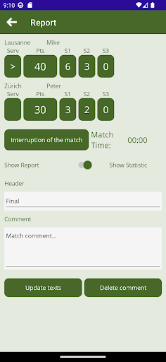 Tennis Live Repor‪t Screen 3