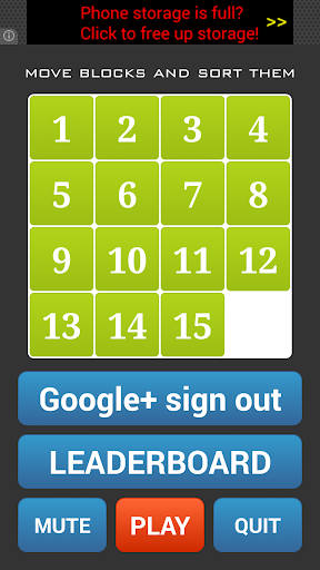 15 Numbers Puzzle Screen 2