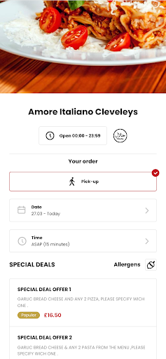 Android application Amore Italiano Cleveleys screenshort