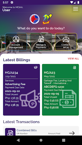 Android application MCIAA E Billing System screenshort