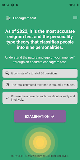 Android application ENNEAGRAM Test, 9 TYPE, 3 EGO screenshort