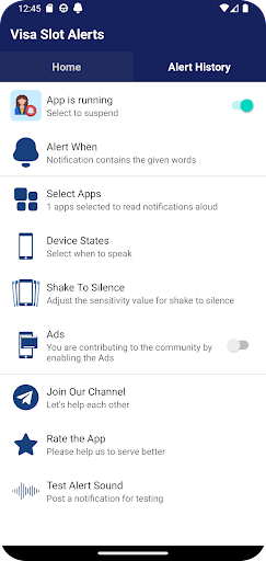 Android application Visa Slot Alerts screenshort