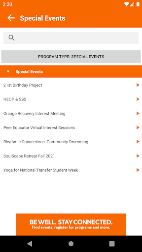 Syracuse University Wellness Screen 2