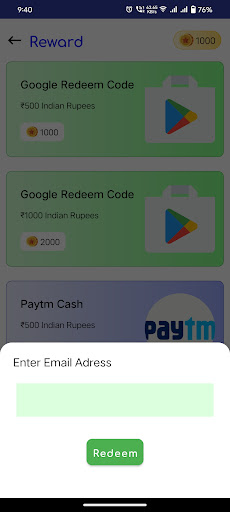 Earn Redeem Code : GpReward Screen 3