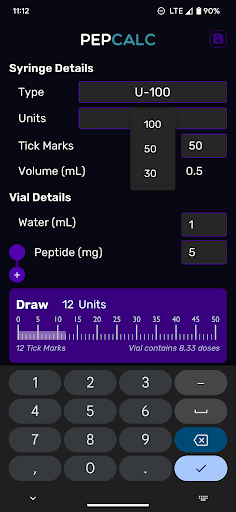 PepCalc: Peptide Calculator Screen 2