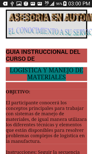Android application MANEJO DE MATERIALES screenshort