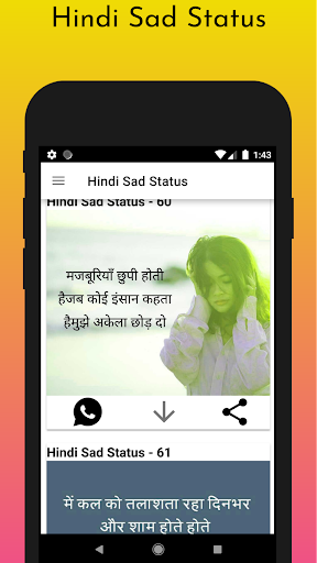 Android application Hindi Sad Status screenshort