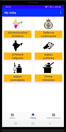 Android application Indian states screenshort