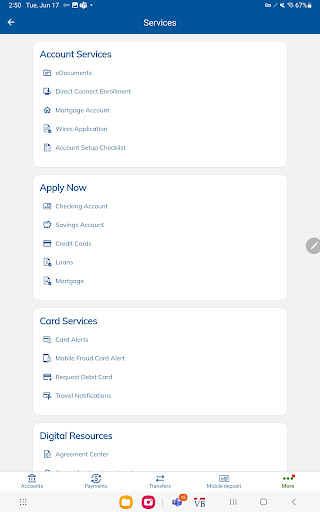 Screenshot of Zions Bank Mobile Banking