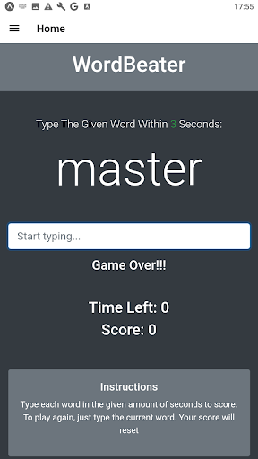 Speed typing Screen 3