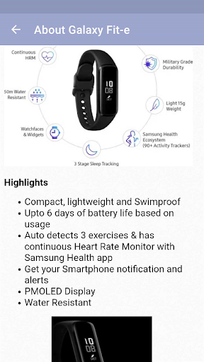 Android application Galaxy Fit-e Guide screenshort