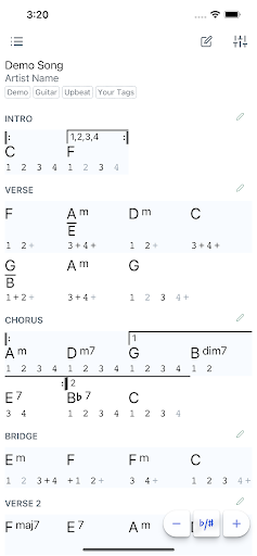 Android application Dom7 Chord Charts screenshort