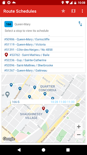 Montreal Transit Schedule Screen 2