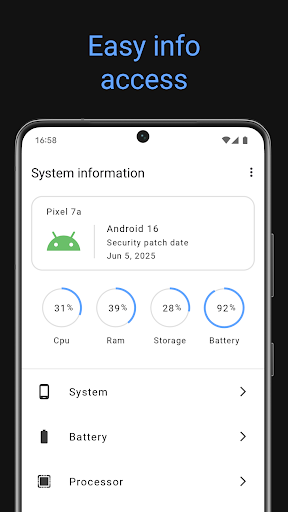 Screenshot of System information