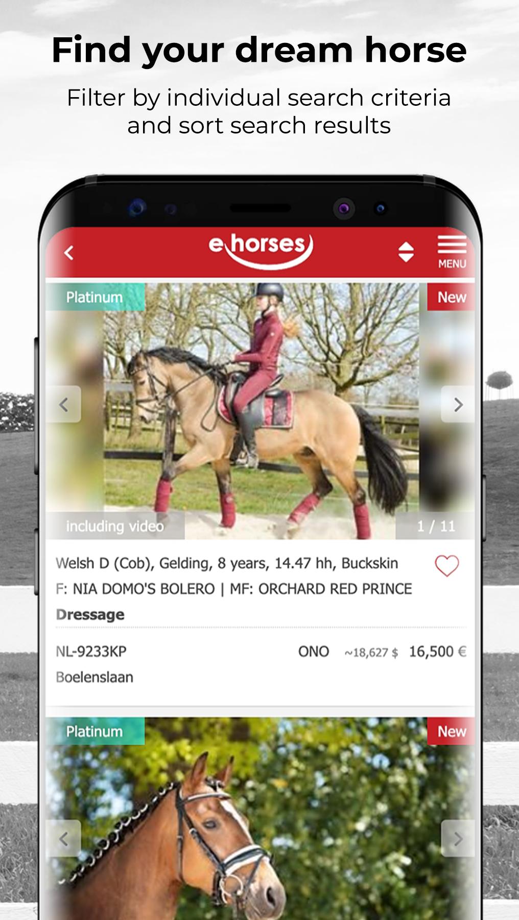 Android application ehorses screenshort