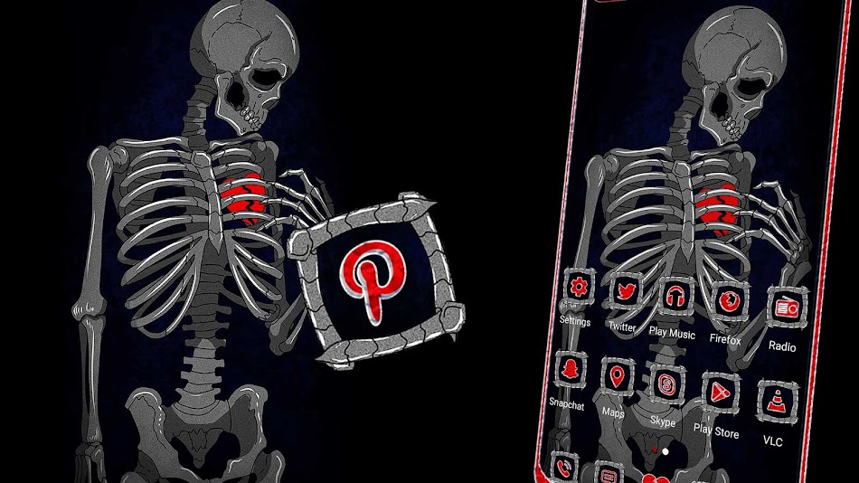 #6. Broken Heart Skeleton Theme (Android) 由: Alice Themes