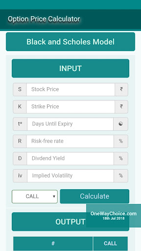 Android application Option Calculator & Pricing screenshort