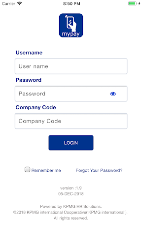 KPMG mypay Screen 2