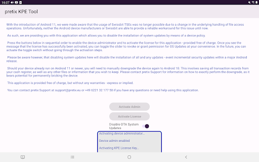 pretixKPE Knox Update Policy Screen 2