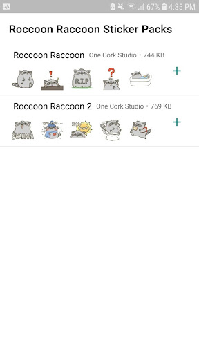 Android application Roccoon Raccoon Stickers screenshort