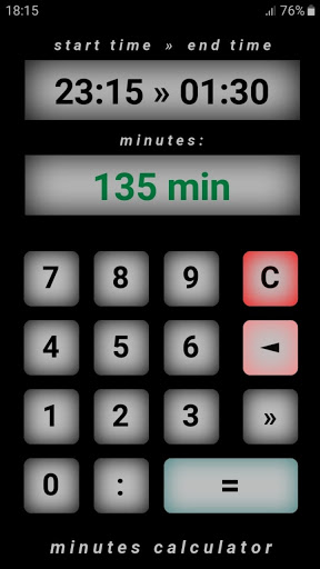 Android application minutes calculator screenshort